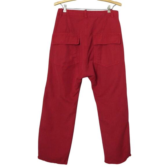 NEW Nili Lotan XS Slouchy LINEN Luna Pant Drop Crotch Crop Cotton Sunkissed Red - Picture 3 of 6